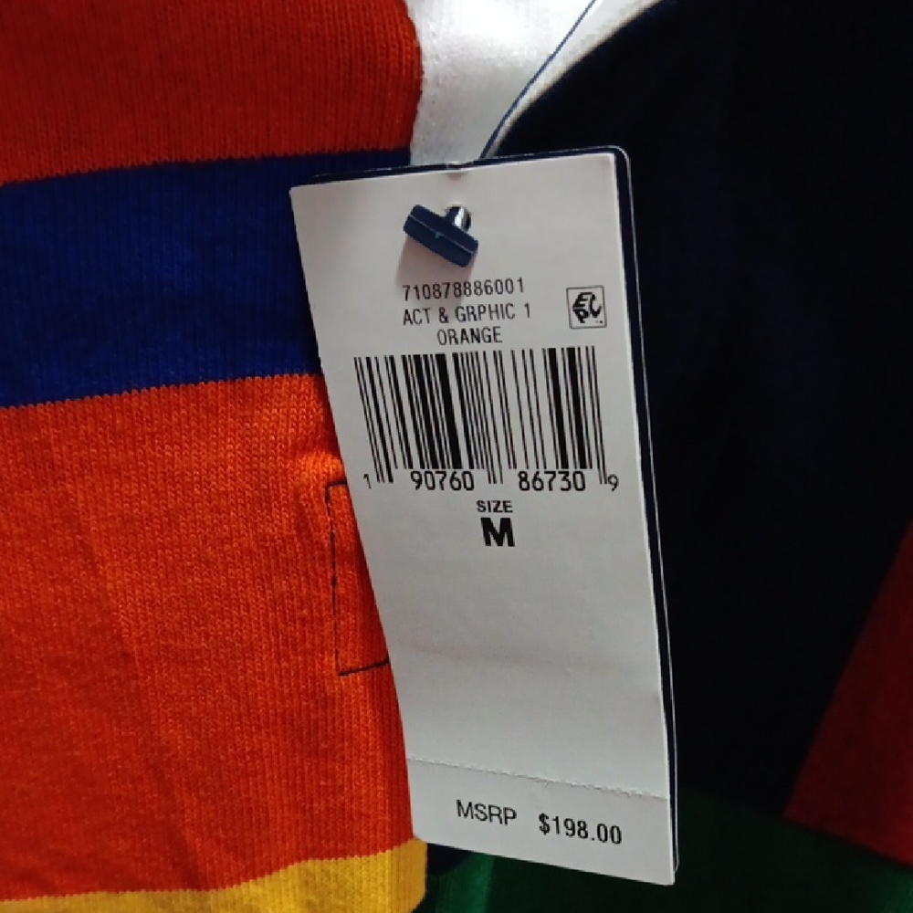 Polo by Ralph Lauren Orange and Blue Striped Shirt - Picture 2 of 7